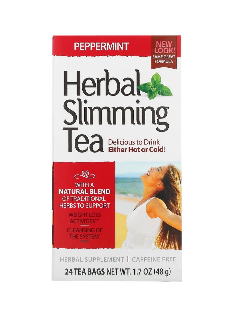 21st Century Herbal Slimming Tea Peppermint Caffeine Free 24 Tea Bags 1.7 oz (48 g) - Image 1