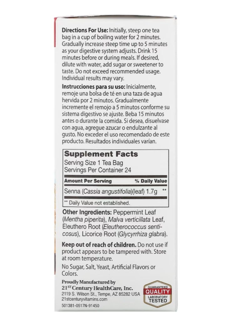 21st Century Herbal Slimming Tea Peppermint Caffeine Free 24 Tea Bags 1.7 oz (48 g) - Image 2