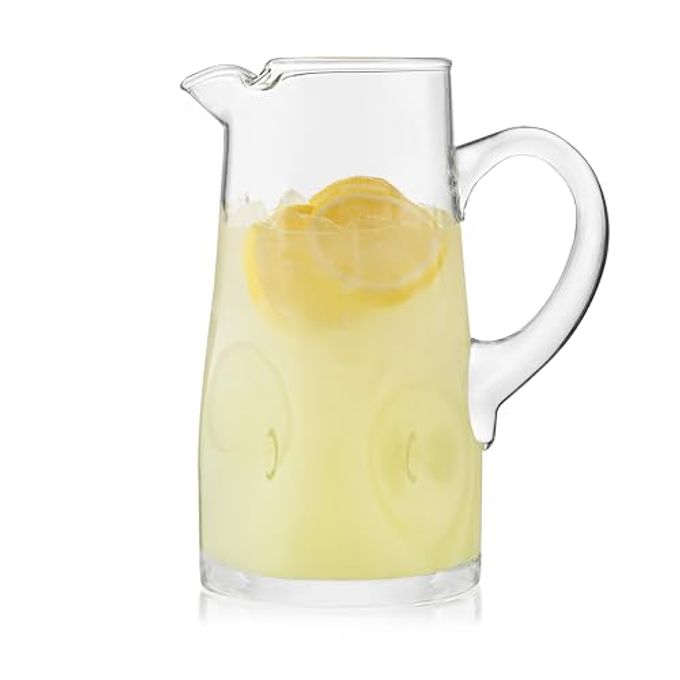 Libbey Impressions Large Glass Pitcher, 80 Oz, Clear, Tall Cocktail Pitcher, Modern Glass Pitchers with Handle for Lemonades, Iced Tea, Wine and More