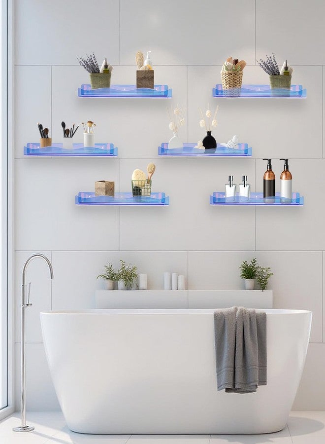 SOVQUEST Wall Mount Acrylic Shelf 15 Inch Floating Shelf for Wall Decor Plants Books Records Colorful Display Shelf with Mounting Hardware Bathroom Bedroom Living Room Storage Organization(6, iridescent) - Image 5
