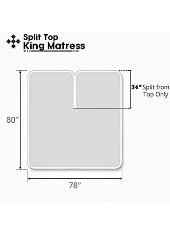 Cottingon Sheets for Sleep Number Bed Split King, Split Top King Sheets for Sleep Number Bed, 100% Egyptian Cotton, White Solid, 34 Split-King, 400 TC, 16 Inch Deep, Split King Sheets for Sleep Number Beds
