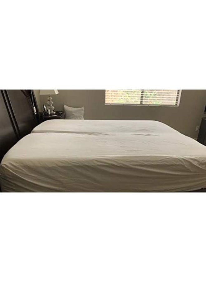 Cottingon Sheets for Sleep Number Bed Split King, Split Top King Sheets for Sleep Number Bed, 100% Egyptian Cotton, White Solid, 34 Split-King, 400 TC, 16 Inch Deep, Split King Sheets for Sleep Number Beds