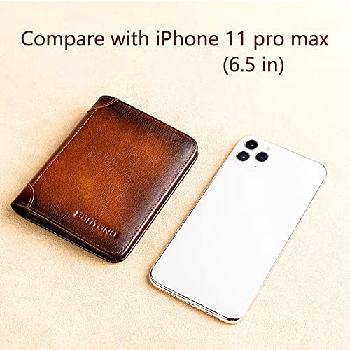 banyanu SENYIDUCAN BanYaNu RFID Trifold Wallet for Men - Mens Genuine Leather Wallets - 11 Credit Card Holders - Mens Tri Fold Wallet with 2 Money Cash Slots - Gift For Man - Image 5