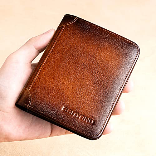 banyanu SENYIDUCAN BanYaNu RFID Trifold Wallet for Men - Mens Genuine Leather Wallets - 11 Credit Card Holders - Mens Tri Fold Wallet with 2 Money Cash Slots - Gift For Man - Image 4