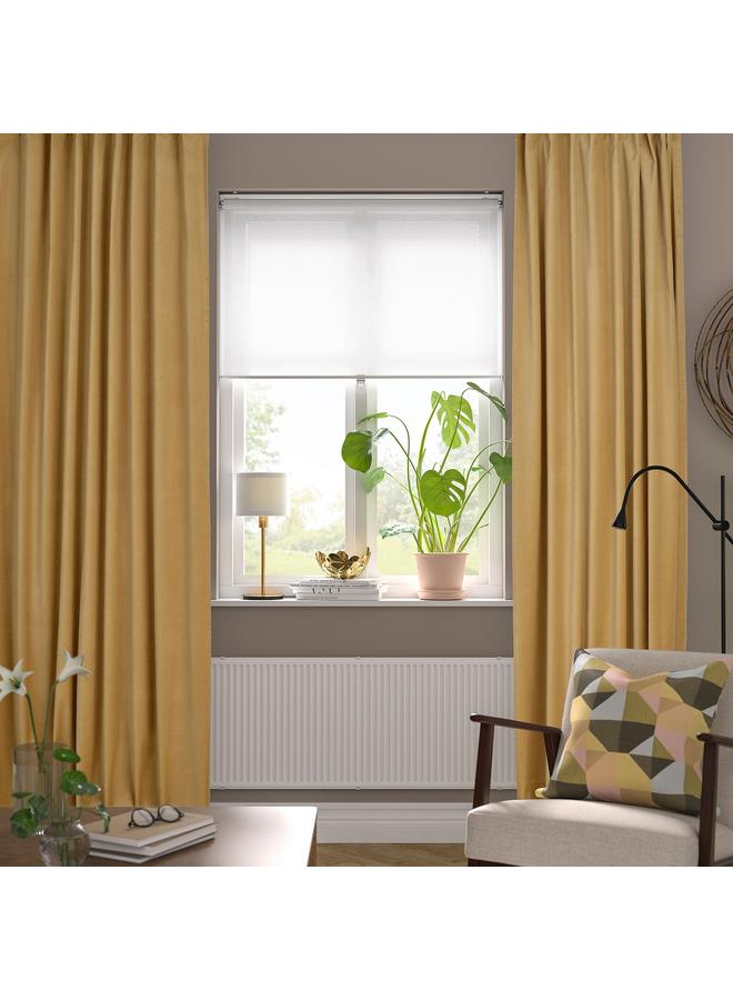 إيروريكس ستائر، زوج واحد، مع شريط رأسي/بيج-أصفر، 140×300 سم - Image 2