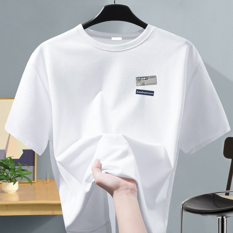 NASA joint fashion brand men's pure cotton short-sleeved t-shirt men's trendy versatile loose summer youth T-shirt half-sleeved - Image 1