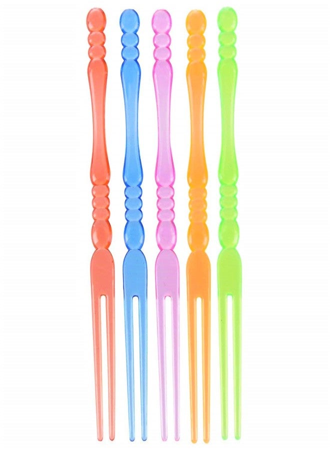 Comicfs 300pcs Disposable Plastic Fruit Forks, 4" Bistro Cocktail Forks Tasting Appetizer Fork Set Toothpick Portable Salad Mini Cake Fork (Multicolor) - Image 3