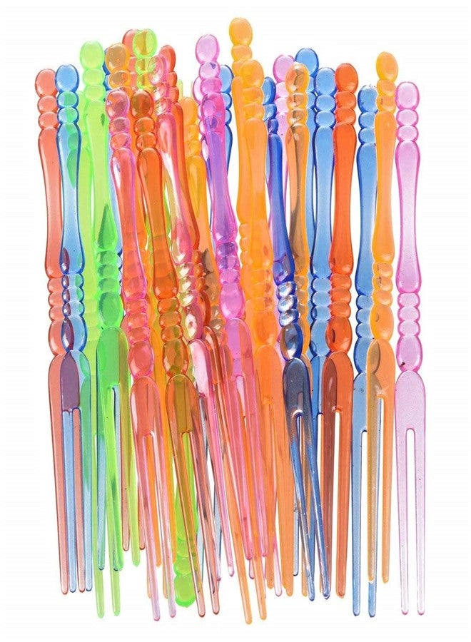 Comicfs 300pcs Disposable Plastic Fruit Forks, 4" Bistro Cocktail Forks Tasting Appetizer Fork Set Toothpick Portable Salad Mini Cake Fork (Multicolor) - Image 1