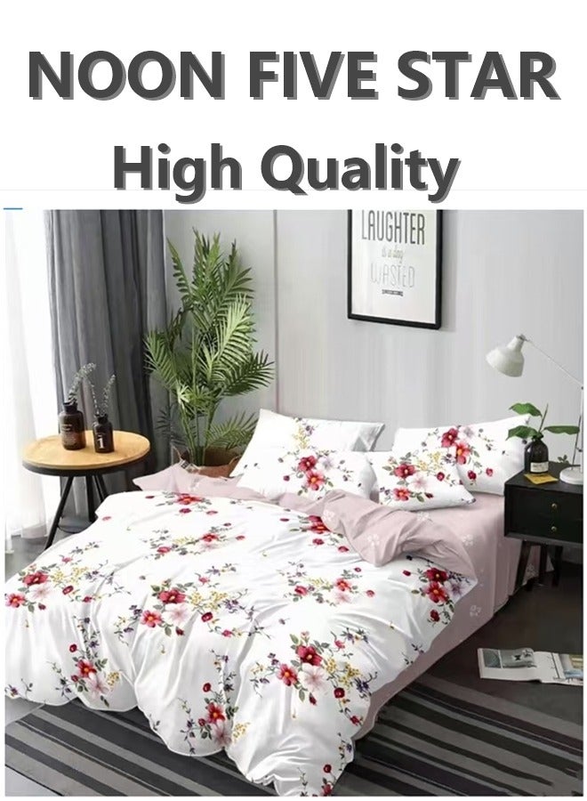 Moroccan Pattern King Size 220x240cm Set: 6PCS Duvet Cover 4Pillow Cover 1 Accent Stitch Fitted Sheet