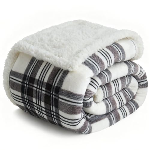 Gracelife Sherpa Fleece Throw Blanket for Couch, Fluffy Plush Warm Fuzzy Blanket for Women and Men, Cozy Thick Soft Twin Blanket for Bed(Gray-2, 60"*80") - Image 1