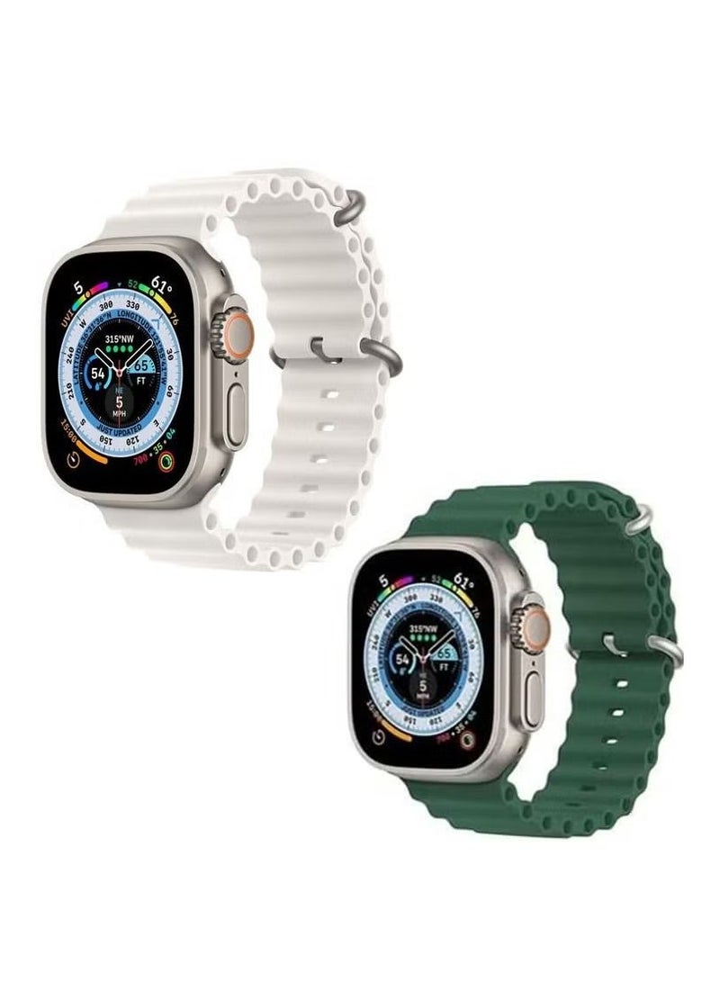 ساعة ذكية للغاية وساعة رياضية بحزامين ، أبيض وأخضر كومبو - Image 1