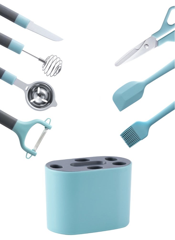 Perfii 8-Piece Silicone Kitchen Utensil Set - Stainless Steel Cooking Tools with Holder, Heat Resistant, BPA Free, Dishwasher Safe  - Image 5