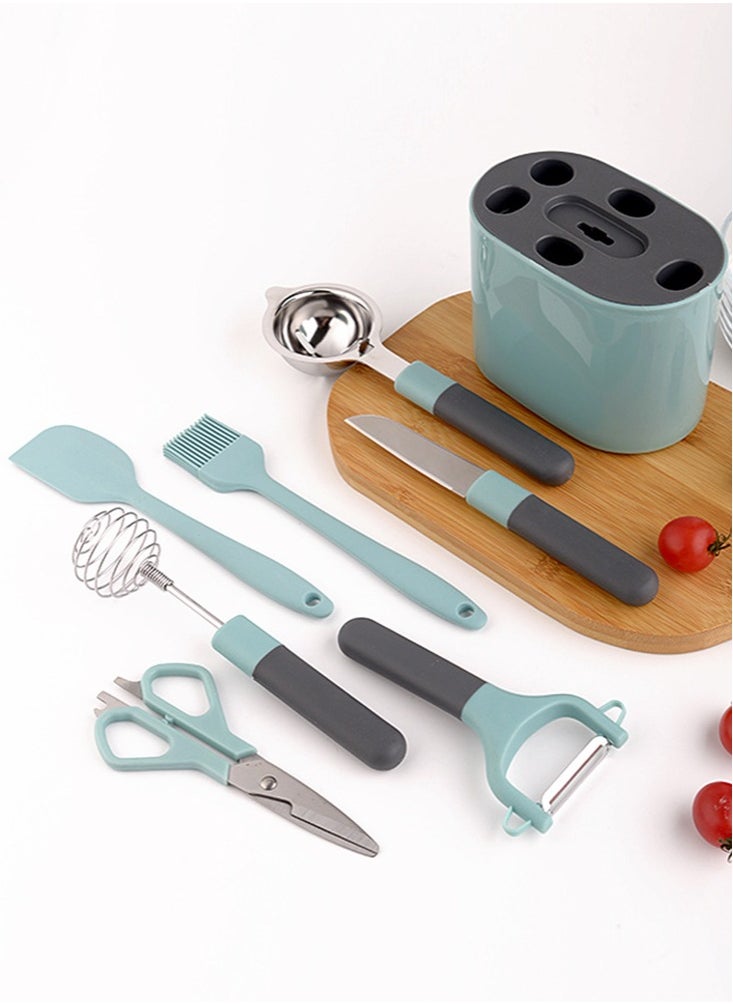 Perfii 8-Piece Silicone Kitchen Utensil Set - Stainless Steel Cooking Tools with Holder, Heat Resistant, BPA Free, Dishwasher Safe  - Image 4