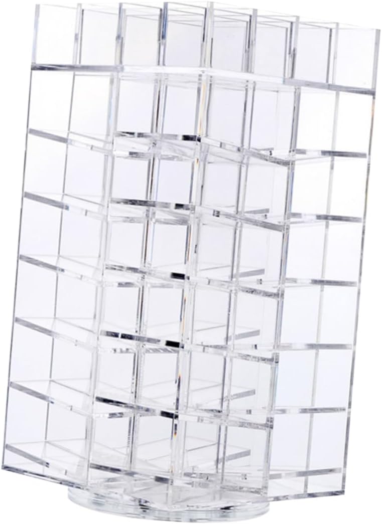 64Hole Acrylic Rotating Lipstick Holder Transparent Makeup Organizer for Lipsticks Lip Gloss and Brushes Stylish Design for Countertop Dresser Storage - Image 1