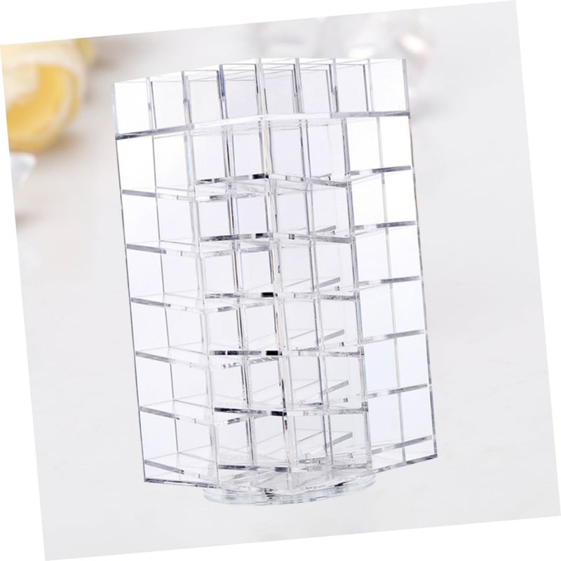 64Hole Acrylic Rotating Lipstick Holder Transparent Makeup Organizer for Lipsticks Lip Gloss and Brushes Stylish Design for Countertop Dresser Storage - Image 2