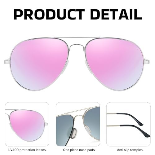 SIPHEW Womens Aviator Polarized Sunglasses - Oversized Mirrored Double Bridge Sunglasses w UV Protection for Women/Men - Image 4