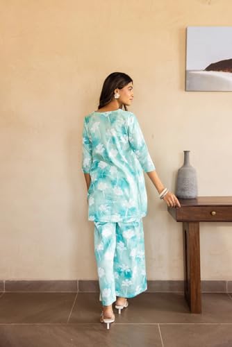 Kalaanj Kurta Set for Women || 2 pic co-ords Set for Women (KALSS25SP473_KB-Sky Blue-M) - Image 4