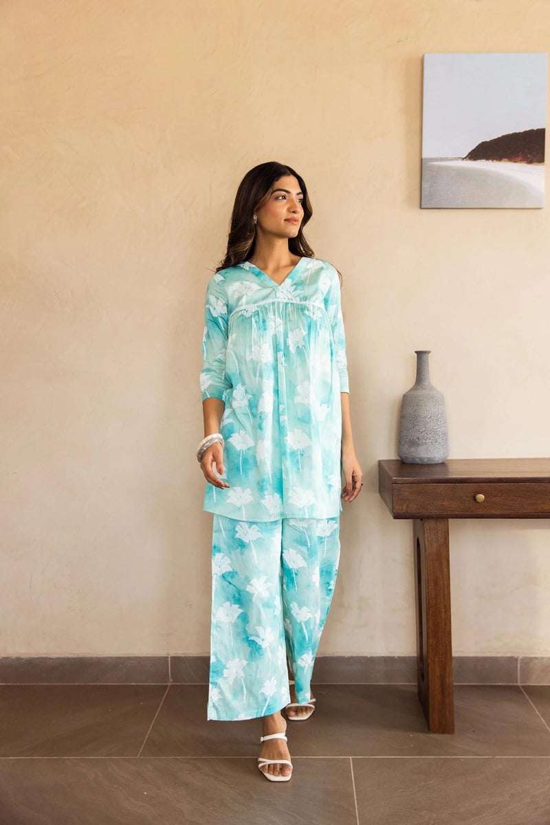 Kalaanj Kurta Set for Women || 2 pic co-ords Set for Women (KALSS25SP473_KB-Sky Blue-M) - Image 5