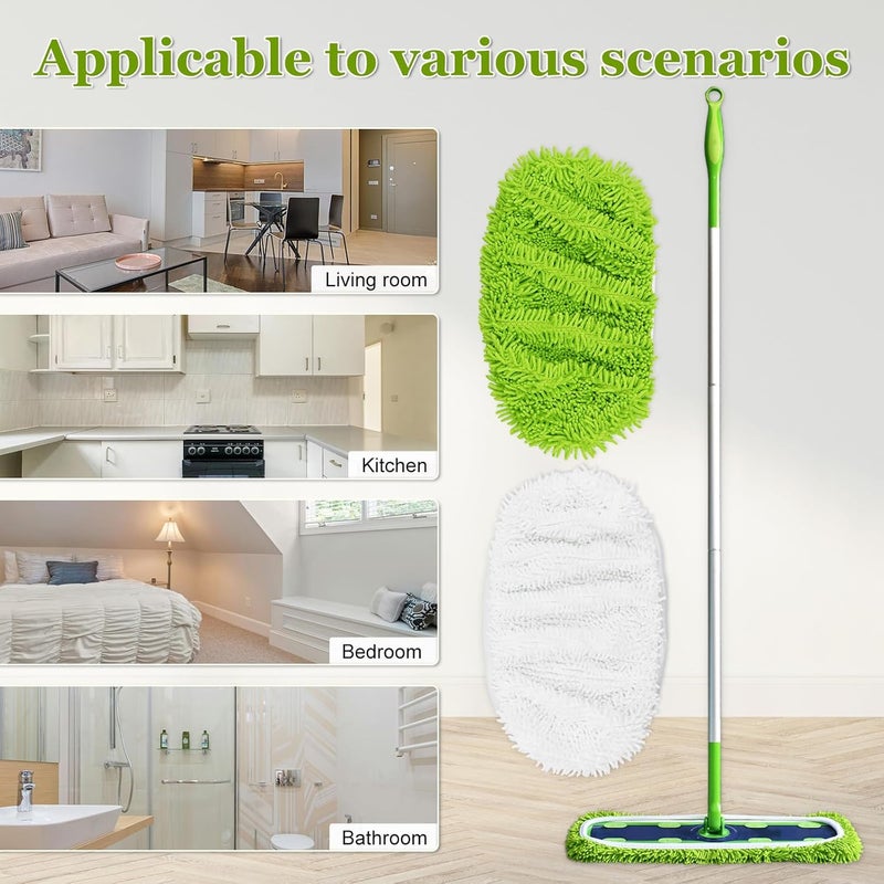 وسائد مكنسة XL متوافقة مع مكنسة Swiffer XL، مناديل تنظيف جافة مقاس X-Large، ملء لوسائد تنظيف رطبة مقاس XL، مناديل تنظيف رطبة قابلة لإعادة الاستخدام وقابلة للغسيل مصنوعة من الألياف الدقيقة عالية الجودة لتنظيف الأرضيات الخشبية، عبوة تحتوي على 6 قطع. - Image 5