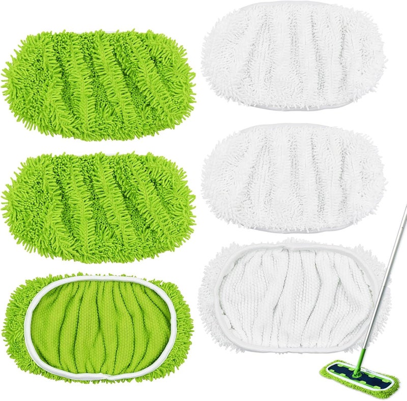 وسائد مكنسة XL متوافقة مع مكنسة Swiffer XL، مناديل تنظيف جافة مقاس X-Large، ملء لوسائد تنظيف رطبة مقاس XL، مناديل تنظيف رطبة قابلة لإعادة الاستخدام وقابلة للغسيل مصنوعة من الألياف الدقيقة عالية الجودة لتنظيف الأرضيات الخشبية، عبوة تحتوي على 6 قطع. - Image 1