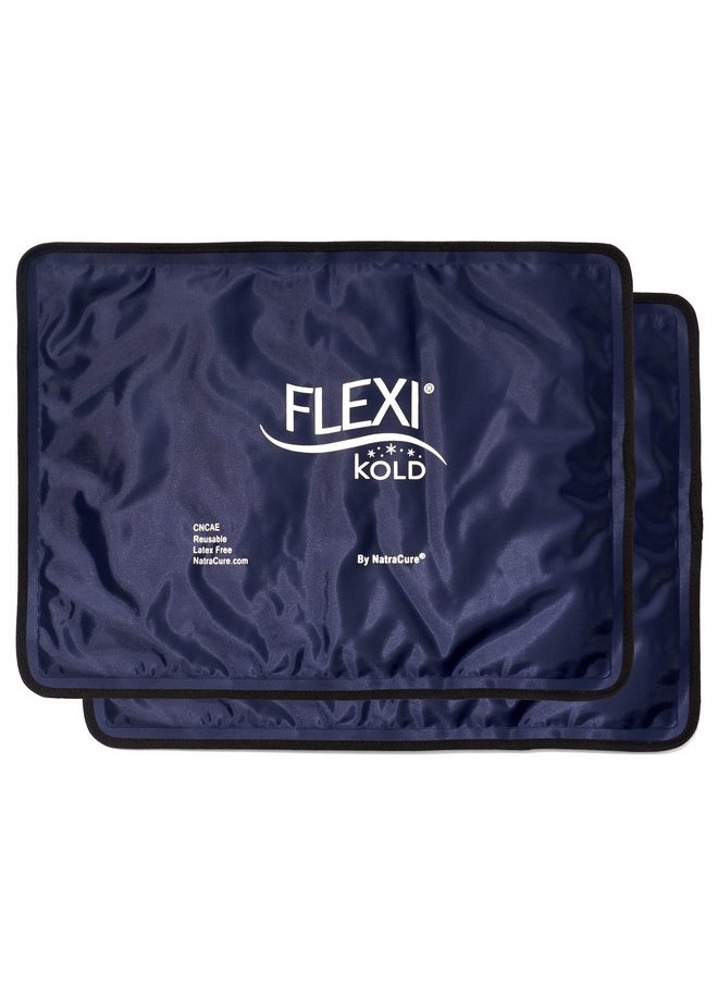 NatraCure 2 FlexiKold Gel Ice Packs (Standard Large: 10.5" x 14.5") Ice Packs for Injuries Reusable, Back Pain Relief, Knee Ice Pack Wrap, After Surgery, Ice Pack for Knee, Shoulder - 2PK  - Image 1