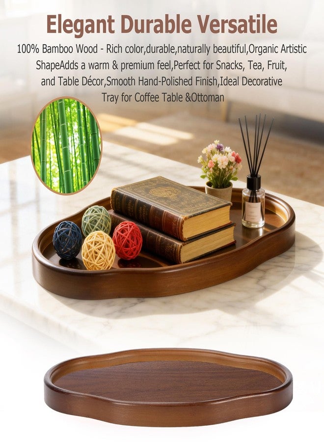 May Eileen Wood Serving Tray, Wooden Tray, 14.57 Inch Irregular Decorative Serving Trays Platters for Home,Party,Coffee Table,Dining Table & Countertop - Image 4