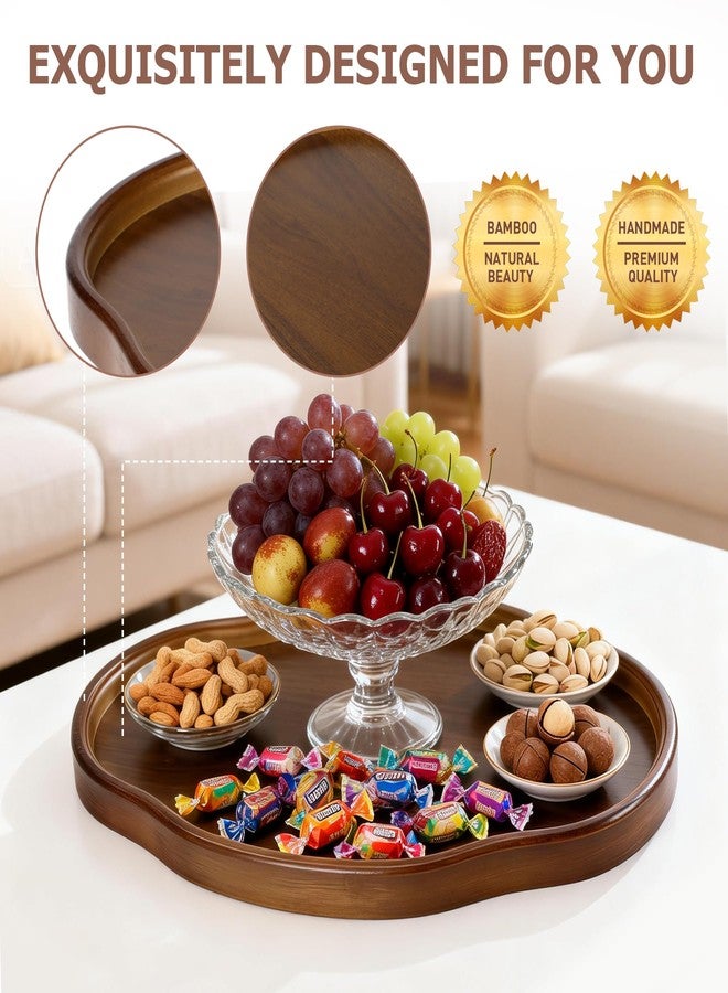 May Eileen Wood Serving Tray, Wooden Tray, 14.57 Inch Irregular Decorative Serving Trays Platters for Home,Party,Coffee Table,Dining Table & Countertop - Image 3