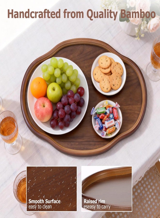 May Eileen Wood Serving Tray, Wooden Tray, 14.57 Inch Irregular Decorative Serving Trays Platters for Home,Party,Coffee Table,Dining Table & Countertop - Image 5