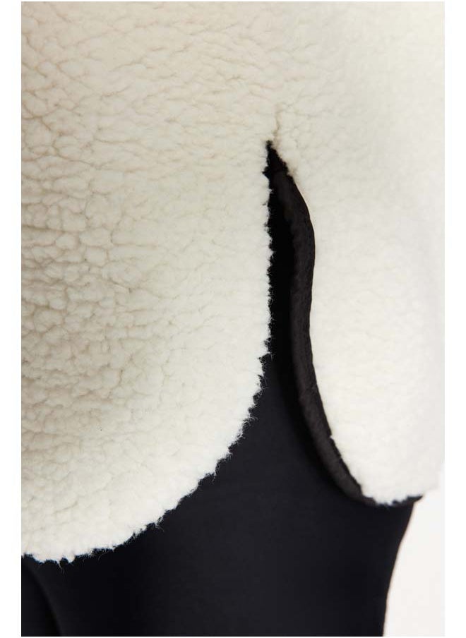 trendyol - Ecru Color Block Parachute Fabric Detailed Plush Wide Pattern Knitted Sports Sweatshirt THMAW24SW00009 - Image 1
