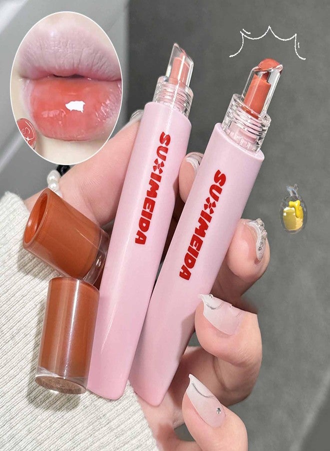 KTouler 4Pcs Hydrating Lip Tint Glossy Set,Highly Pigmented Lang Lasting Waterproof Pink Red Cute Lip Gloss Lip Tint Stain for Women - Image 3
