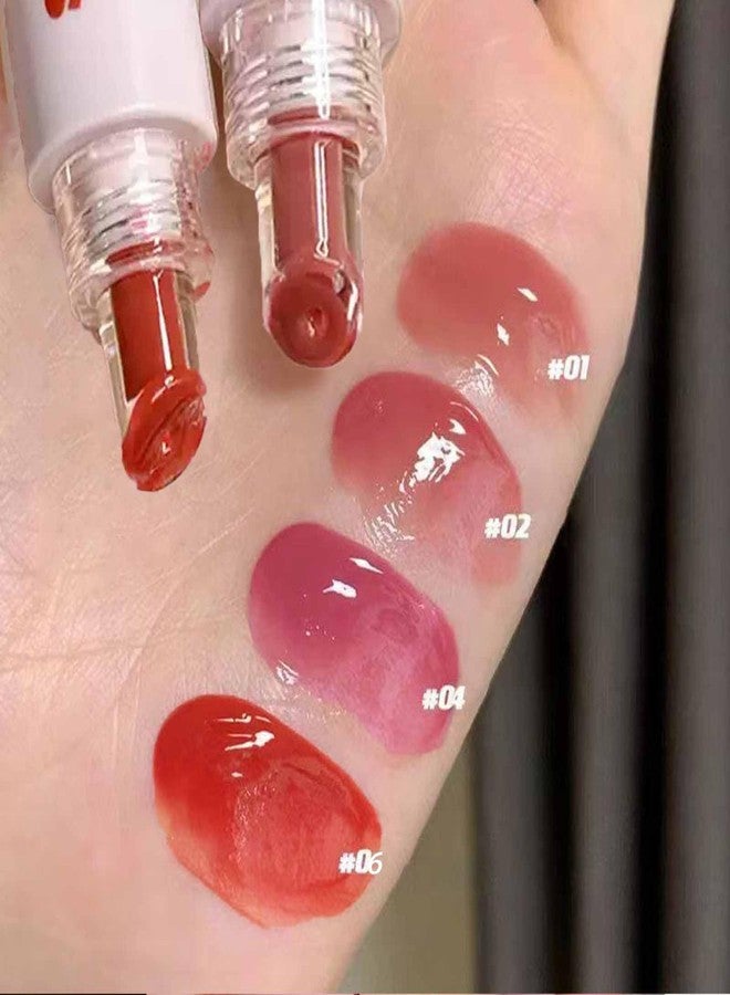KTouler 4Pcs Hydrating Lip Tint Glossy Set,Highly Pigmented Lang Lasting Waterproof Pink Red Cute Lip Gloss Lip Tint Stain for Women - Image 4