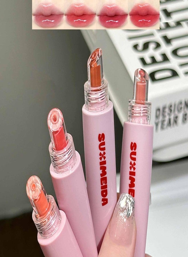 KTouler 4Pcs Hydrating Lip Tint Glossy Set,Highly Pigmented Lang Lasting Waterproof Pink Red Cute Lip Gloss Lip Tint Stain for Women - Image 1