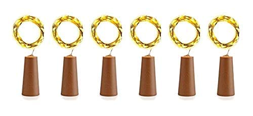 Crystal Zone Battery Powered Wine Bottle Cork Copper Fairy String Lights 20 LED 65 ft Pack of 6 - Image 1