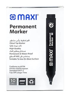 Maxi 10-Piece Permanent Markers Chisel Tip Black Ink  - Image 1
