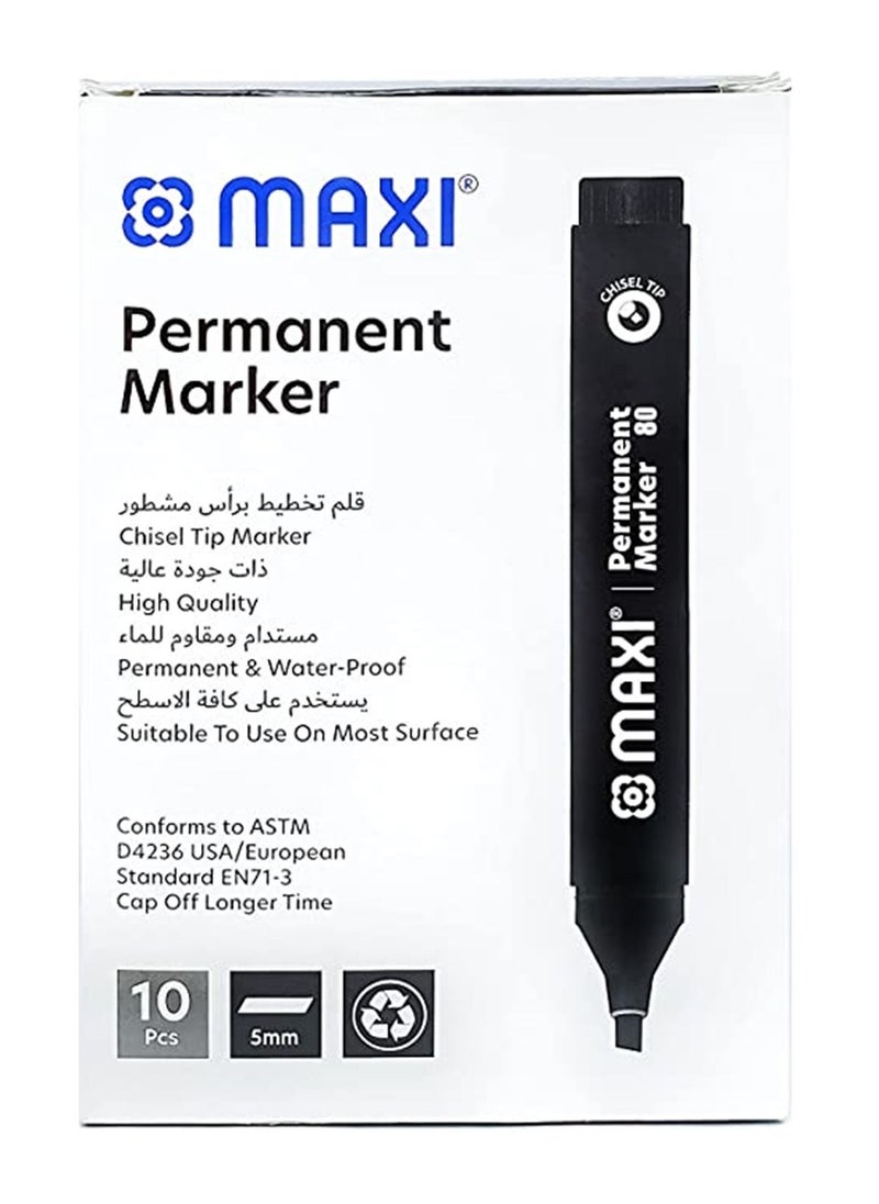 Maxi - 10-Piece Permanent Markers Chisel Tip Black Ink - Image 1
