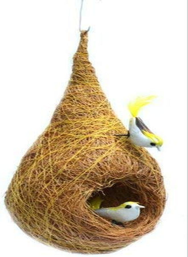 LIVEONCE Coir Made showpiece nest with Two Birds Pack of 1 - Image 2