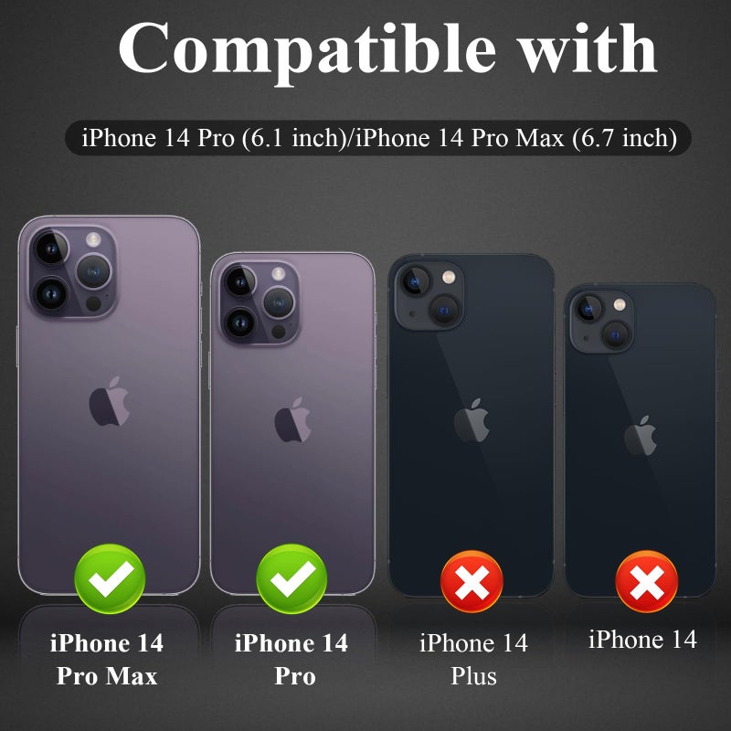 YWXTW Designed for iPhone 14 Pro Max Camera Lens Protector, for iPhone 14 Pro Camera Lens Protector, Individual Metal Anti Scratch HD Clear Case Friendly Tempered Glass Camera Cover, 1 Set (Graphite/Black) - Image 2