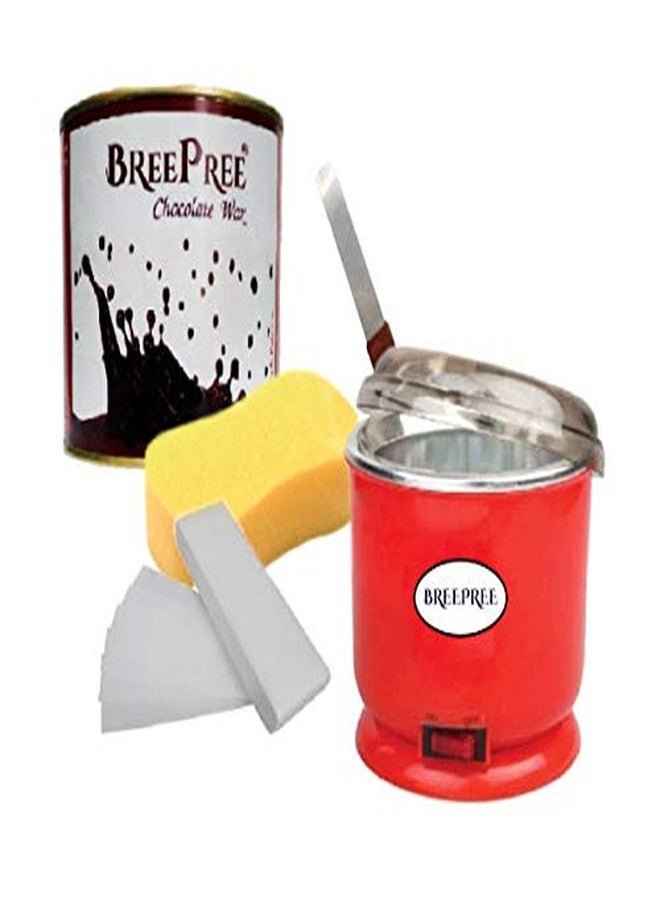 BREEPREE تتضمن مجموعة إزالة الشعر بالشمع من بريبري (سخان شمع أوتوماتيكي + شمع شوكولاتة + شرائح شمع + ملعقة شمع + إسفنجة) - Image 1