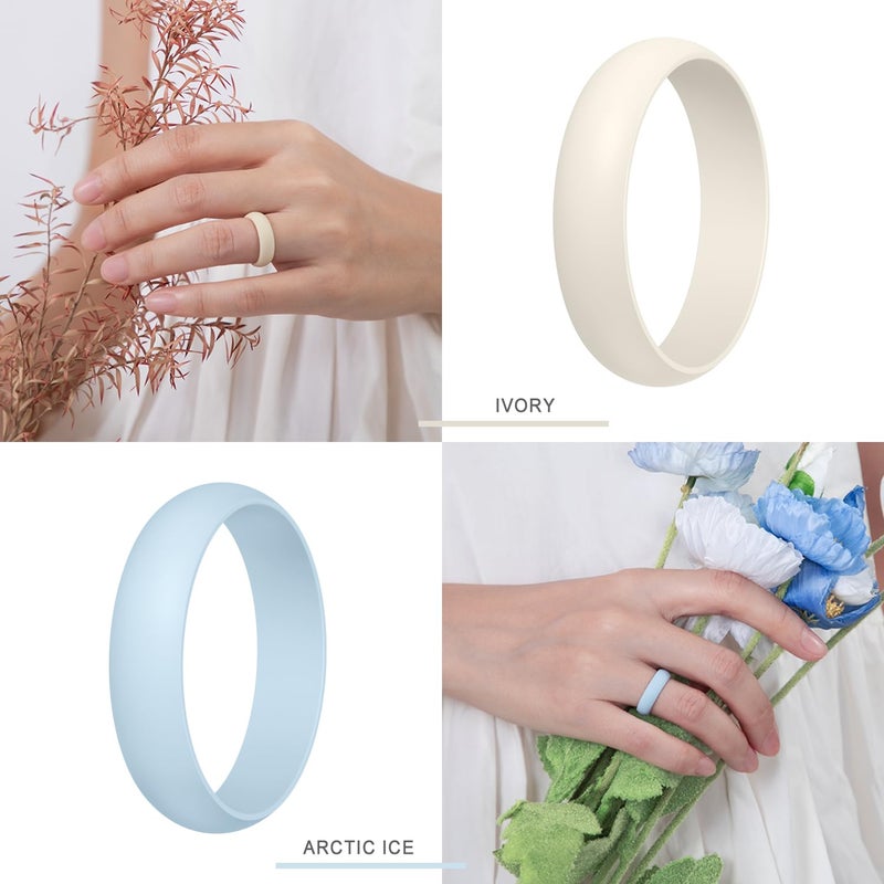 Egnaro Women's Silicone Band Rings 5.5mm Width 3.5mm Thickness, Flexible Workout Rubber Wedding Sets Vaiours Sizes - Image 4