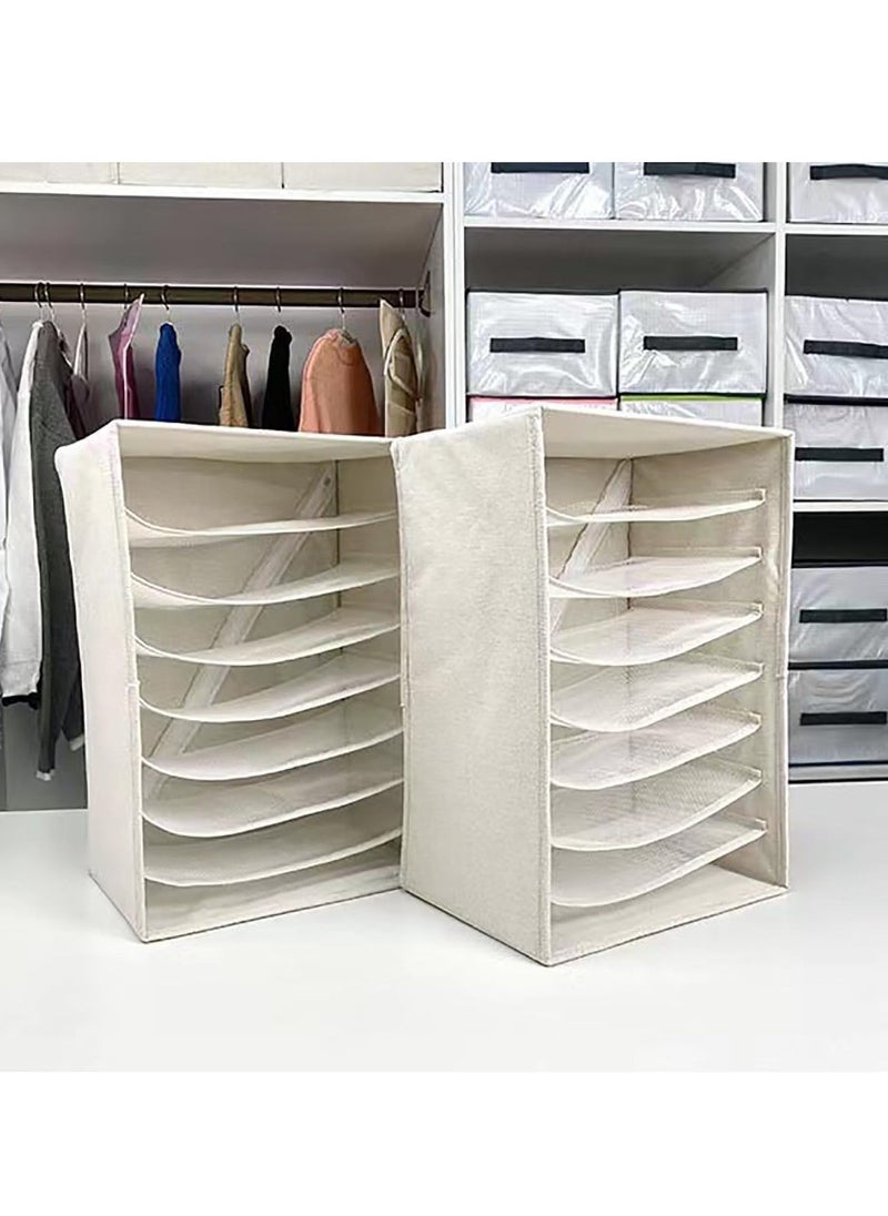 Arabest 3 Pack Clothes Organizer for Closet, Wardrobe Storage Organizers with Handles and 8 Grids, Foldable Cotton Linen Under Bed Clothing Drawers Boxes for Bras, Jeans, Sweaters(Beige) - Image 3