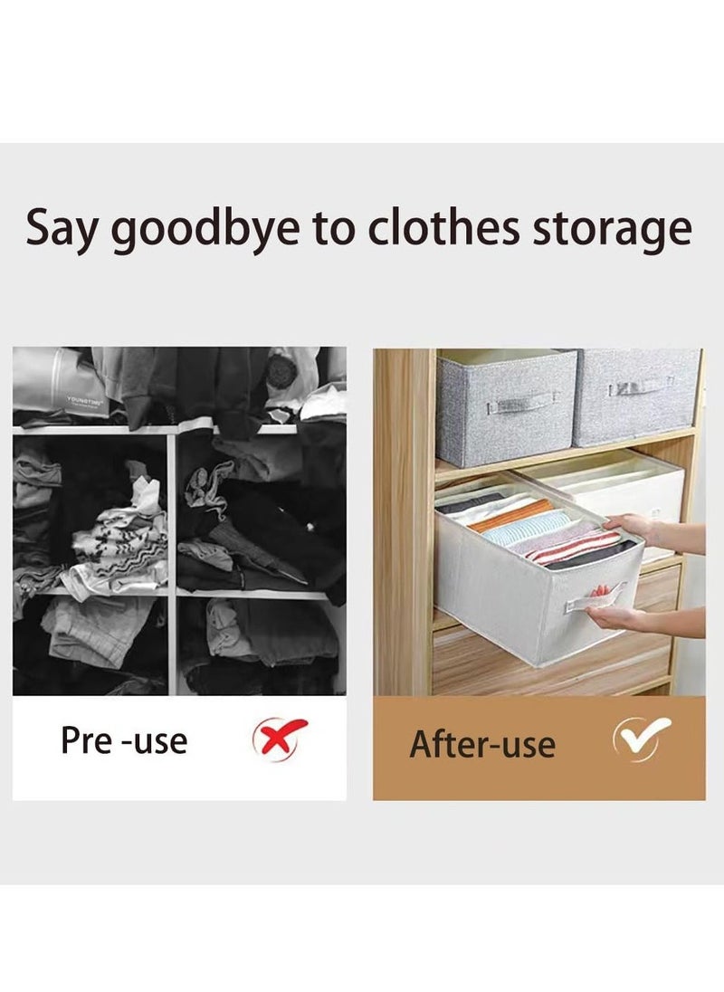 Arabest 3 Pack Clothes Organizer for Closet, Wardrobe Storage Organizers with Handles and 8 Grids, Foldable Cotton Linen Under Bed Clothing Drawers Boxes for Bras, Jeans, Sweaters(Beige) - Image 5