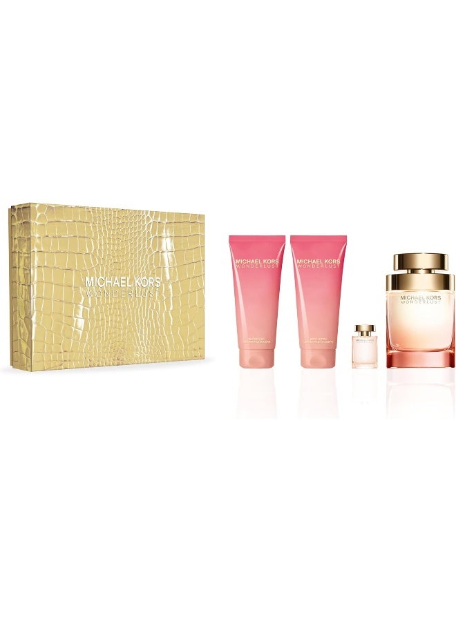 Michael Kors مجموعة هدايا ميخايل كورس وندرلاست ناتشورال أو دو بارفان بخاخ 4 قطع للنساء