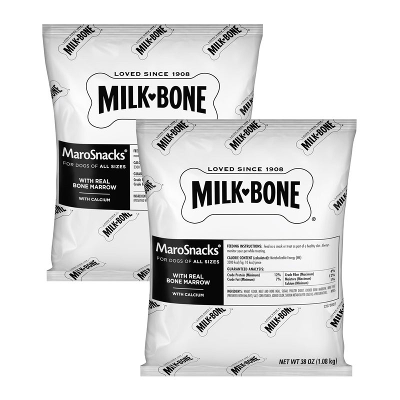 Milk-Bone MaroSnacks Dog Treats, 38 Ounce Refill Packs (Pack of 2) with Real Bone Marrow and Calcium - Image 1