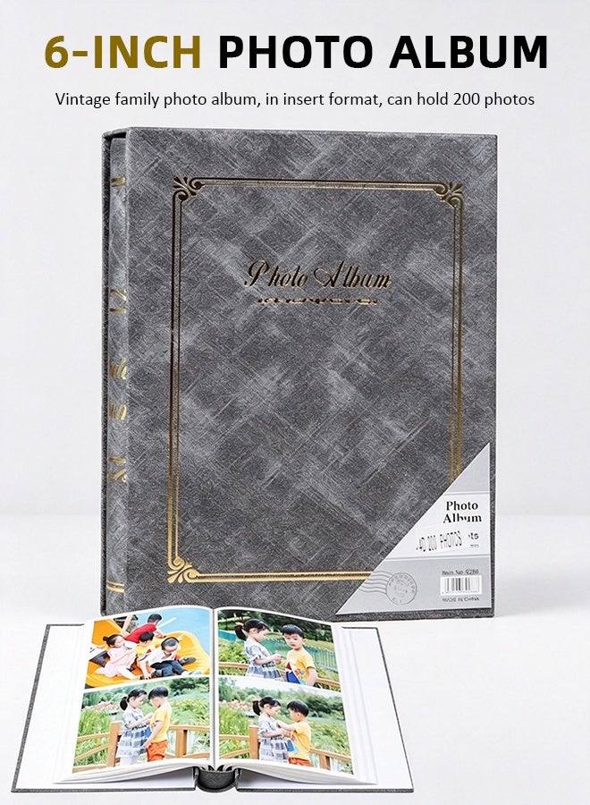 DUNISO 200 Pockets Foil Stamping Photo Album for 6 Inches Photos Portable Photo Album for Family Wedding Boys Girls - Image 1