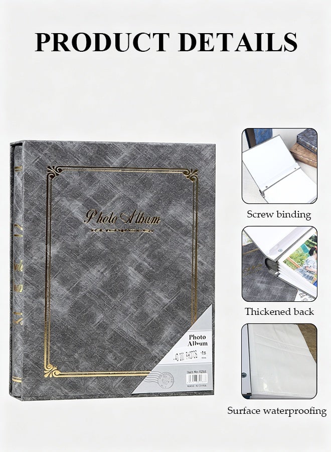 DUNISO 200 Pockets Foil Stamping Photo Album for 6 Inches Photos Portable Photo Album for Family Wedding Boys Girls - Image 3