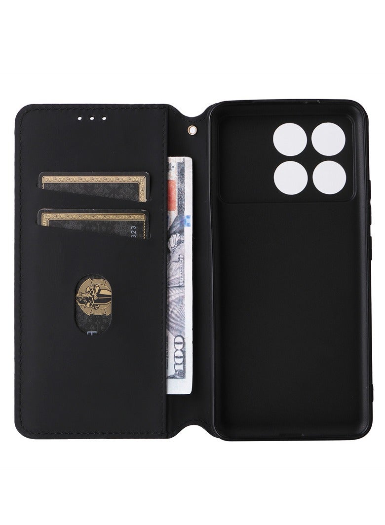 General For the Redmi K70E 5G/ Xiaomi Poco X6 Pro: Magnetic Clamshell Leather Premium Wallet Phone Case with Card Slot and Folding Stand  - Image 2