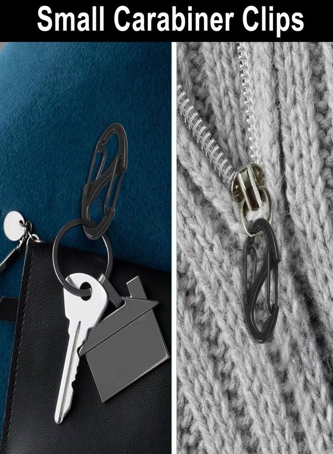 BokWin 50 Pack Small Carabiner Clips 1.6 Inch Double Sided Spring Gate Snap Hooks - Metal Key Clips for Keychain Accessories, Outdoor Camping, Fishing, Hiking in Black - Image 3