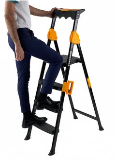 Generic 3+1-Step Foldable Ladder | Durable Aluminum Alloy | Lightweight & Space-Saving Design | Anti-Skid Secure Base | Equipped Tool Rack | Suits Both Home & Professional Needs  - Image 2