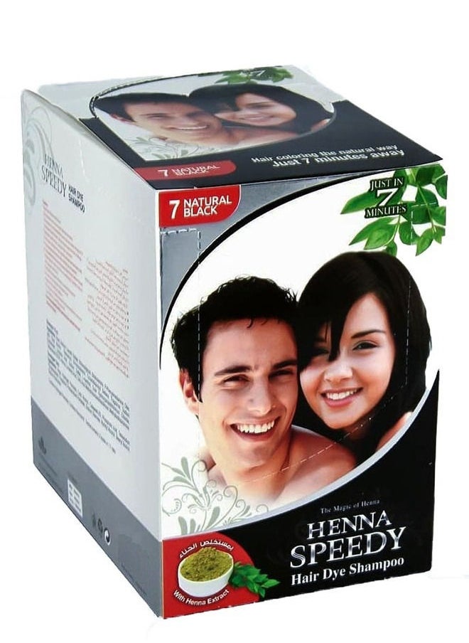 Henna Speedy Hair Dye Shampoo Natural Black 12 X 30ml  - Image 1