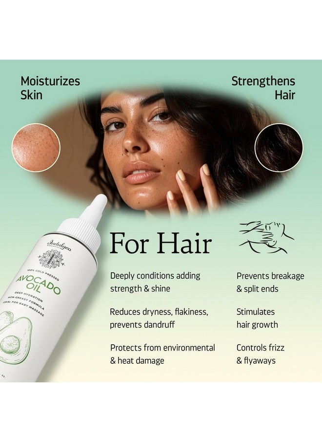 Indulgeo ESSENTIALS 100% Natural Cold Pressed Avocado Oil For Hair & Skin| Hydrate Skin, Promote Hair Growth & Repair Skin Tissue For Men, Women & New Born Baby - 100Ml  - Image 2